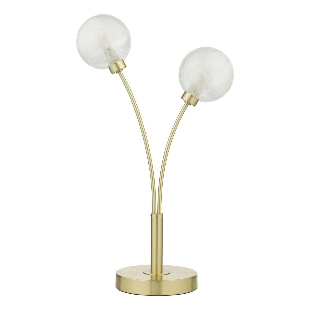 Avari 2 Light Table Lamp Satin Brass Glass