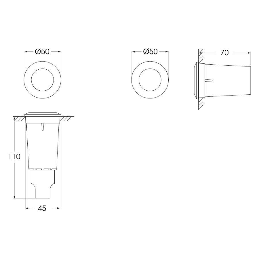 Aldo 1.7W G9 LED 3000K, Recessed/Ground Light, Grey/Clear