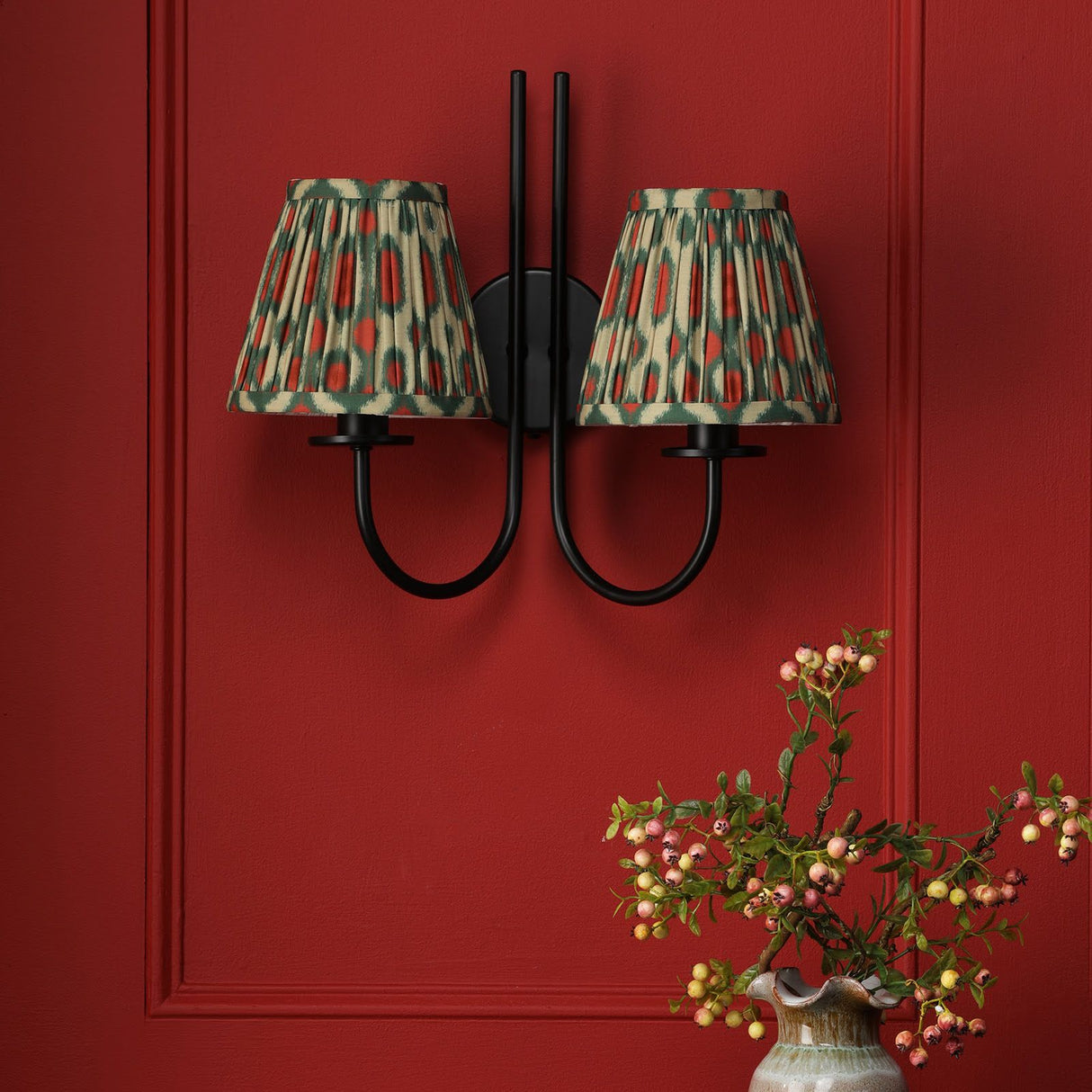 Becca 2 Light Wall Light Matt Black With Shade