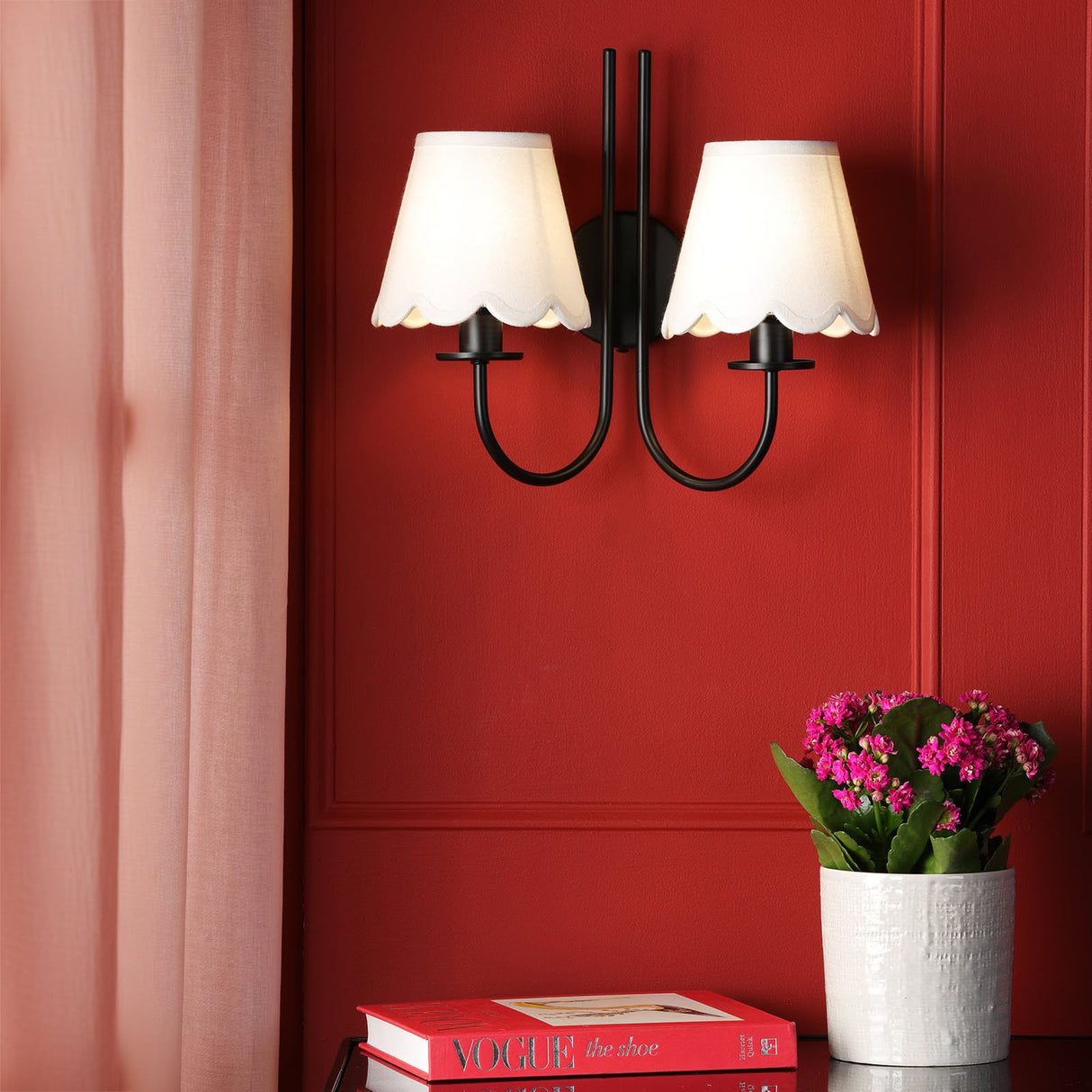 Becca 2 Light Wall Light Matt Black With Shade