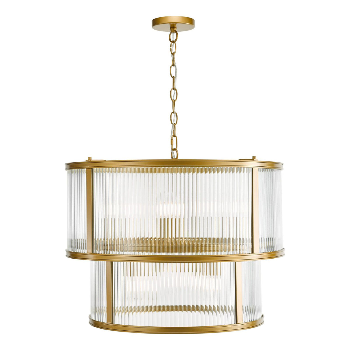 Bianka 6 Light Pendant Satin Bronze and Ribbed Glass