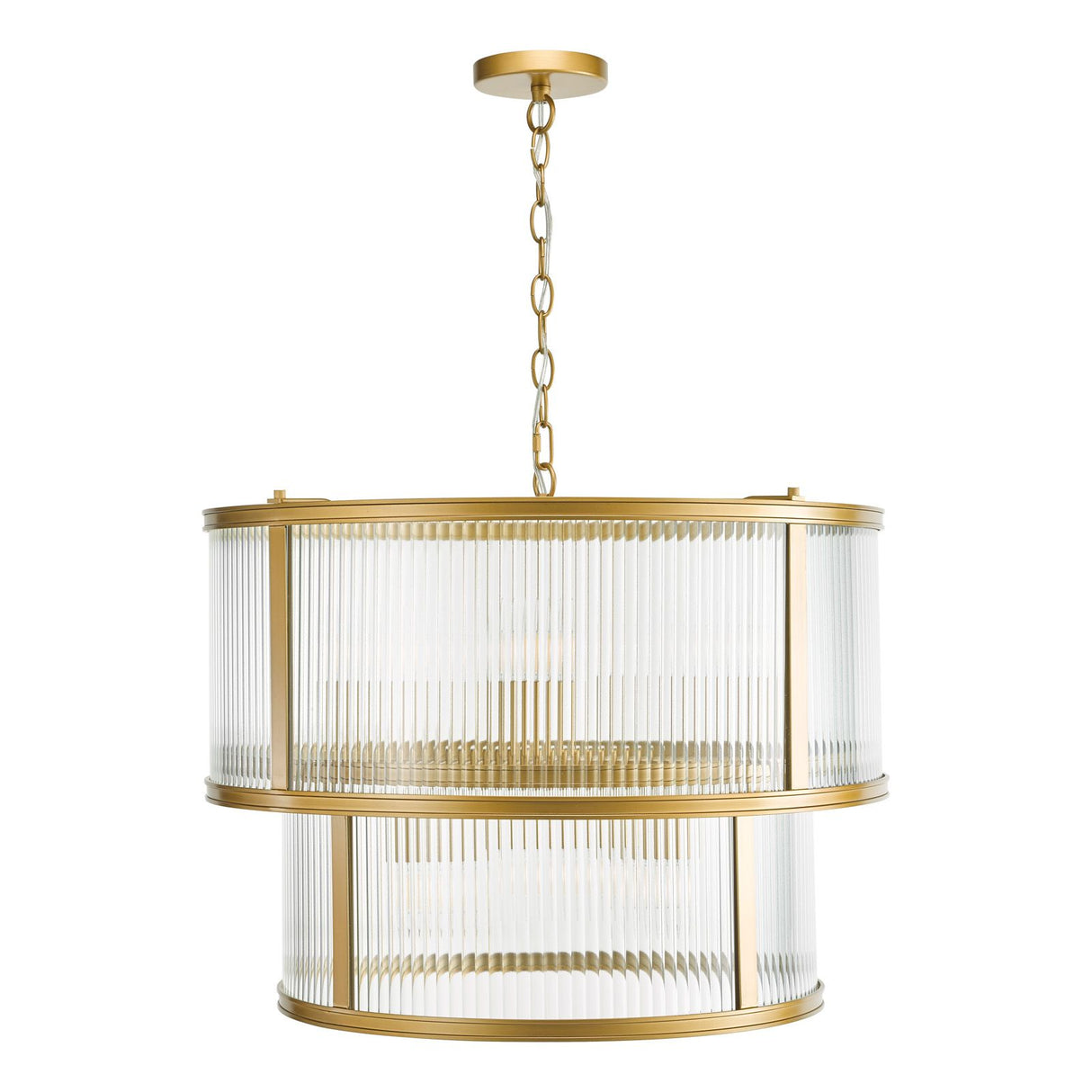 Bianka 6 Light Pendant Satin Bronze and Ribbed Glass
