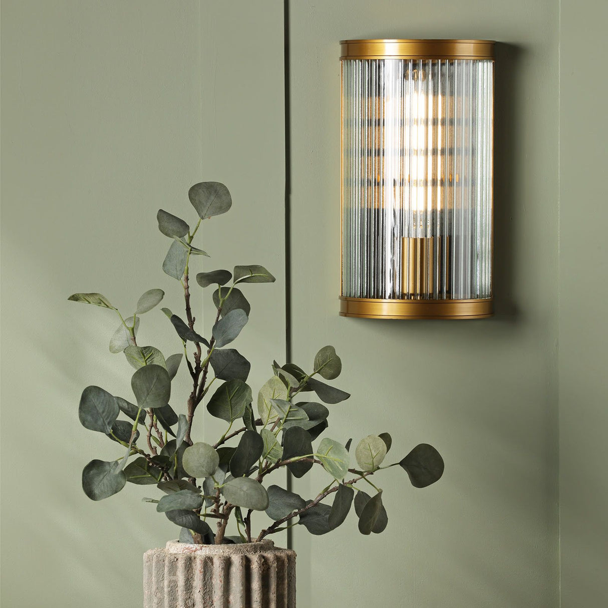 Bianka Wall Light Satin Bronze and Ribbed Glass