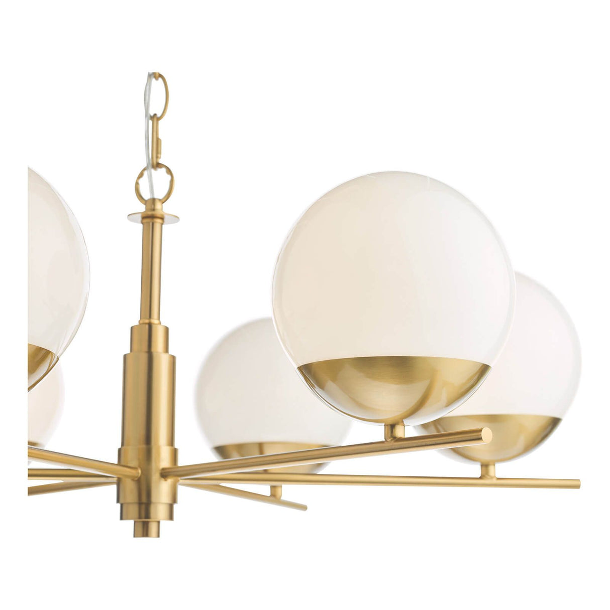 Bombazine 6 Light Pendant Natural Brass and Opal Glass