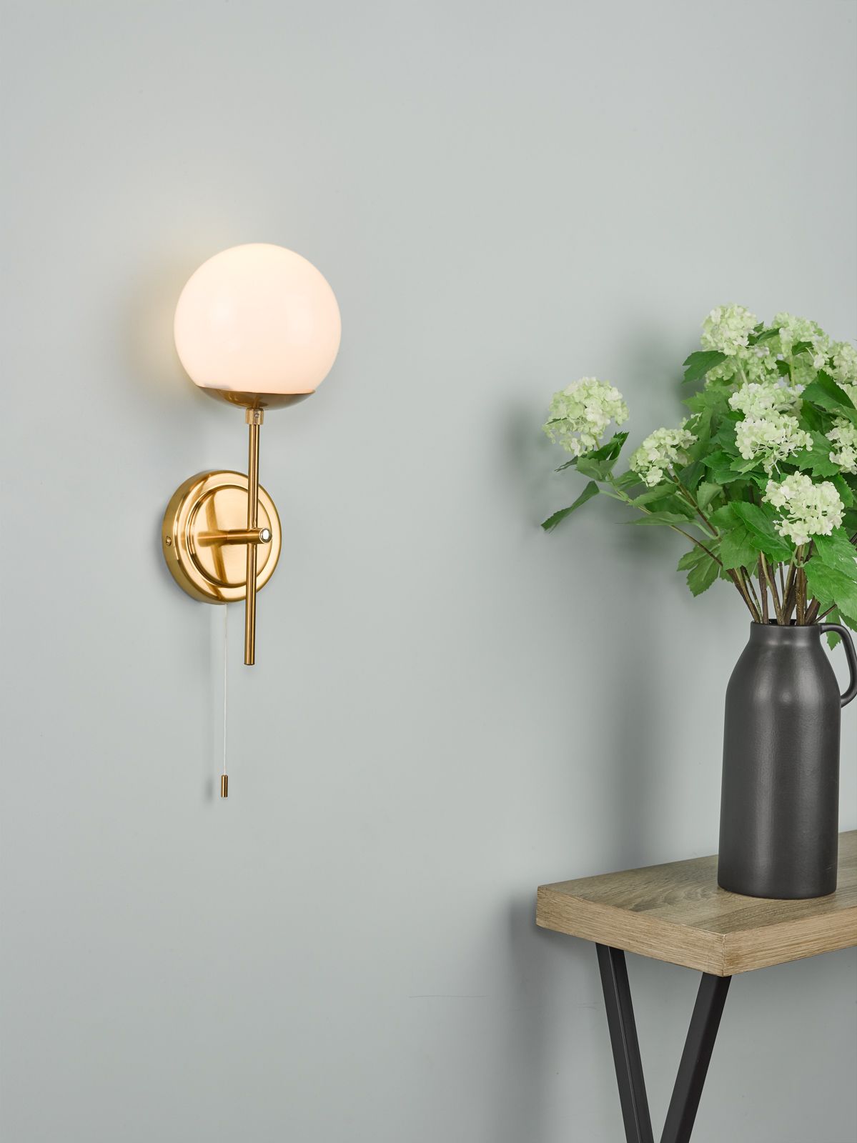 Bombazine Wall Light Natural Brass Opal Glass