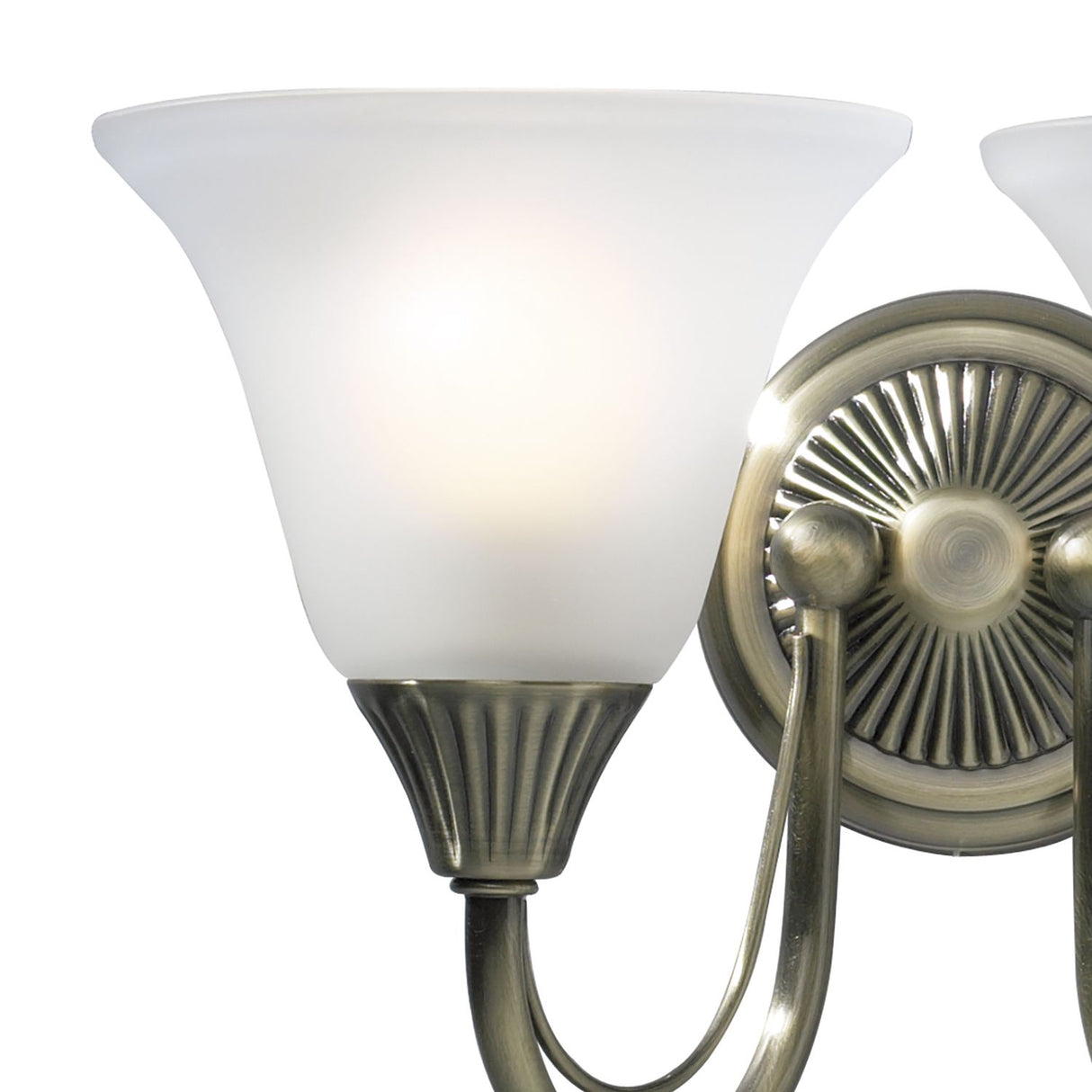 Boston 2 Light Wall Light Antique Brass and Opal Glass