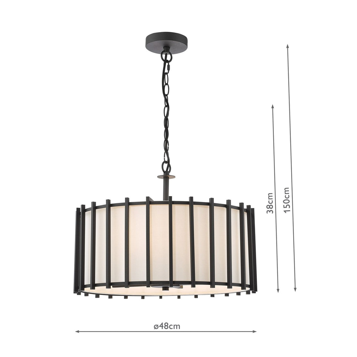 Cagliari 4 Light Armed Pendant Matt Black and Ivory