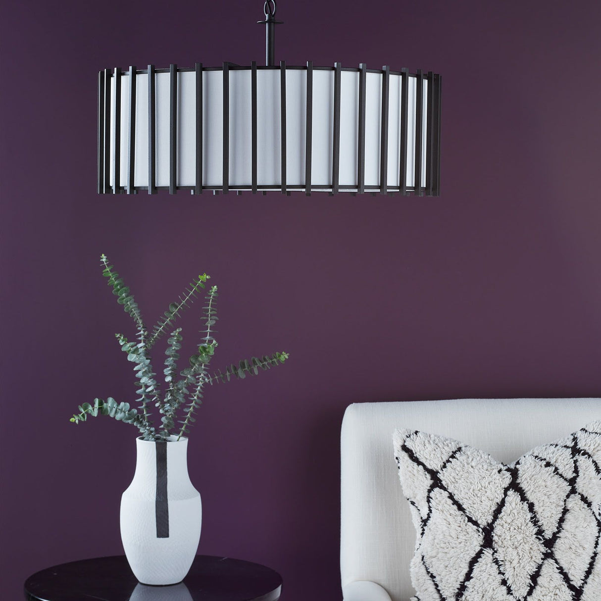 Cagliari 8 Light Pendant Matt Black and Ivory