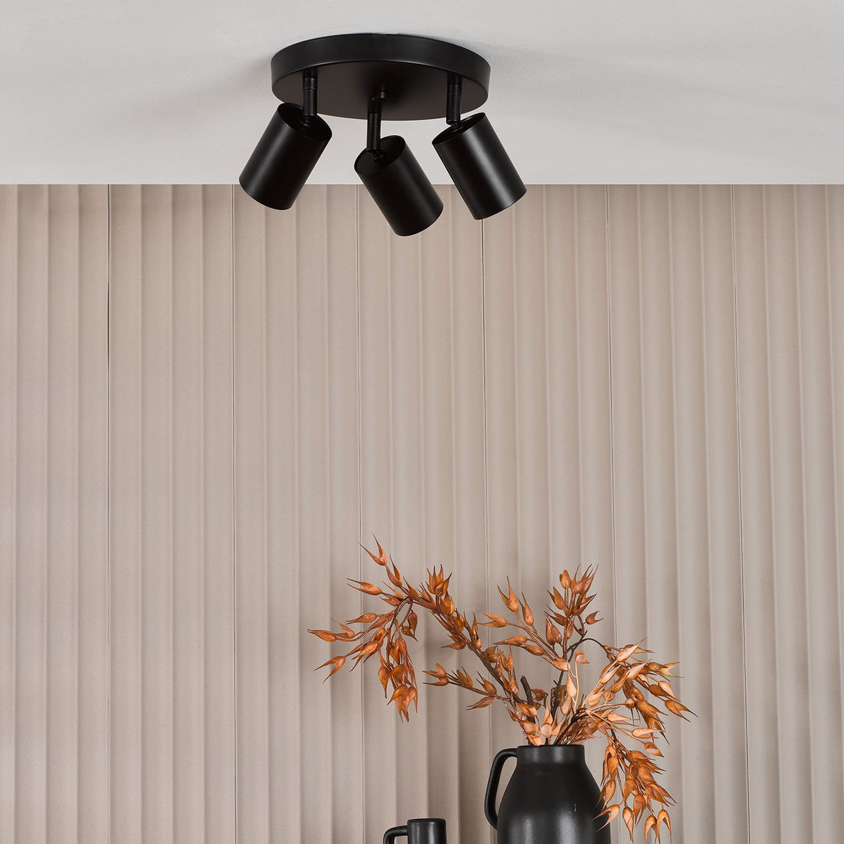 Cawley 3 Light Plate Spotlight Matt Black