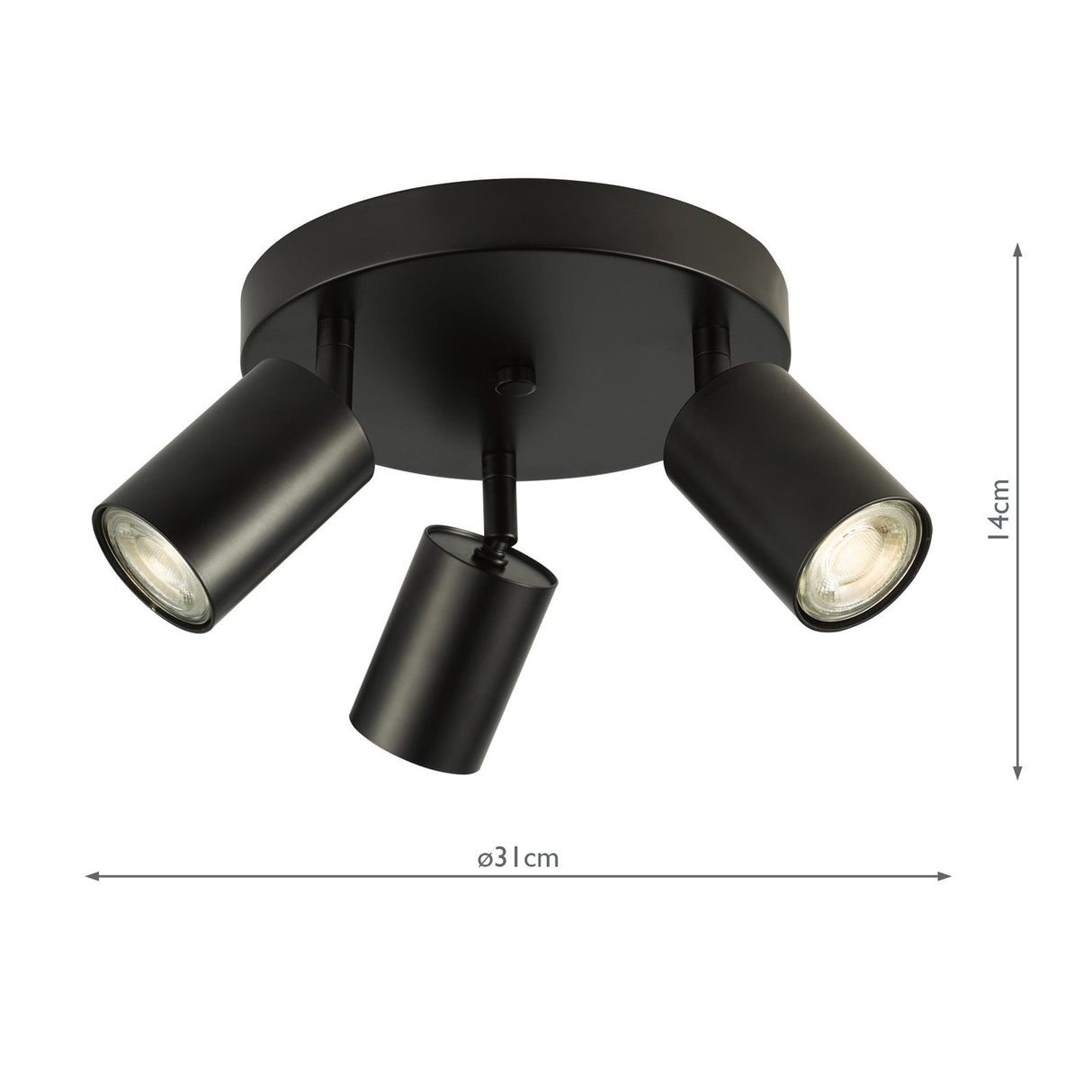 Cawley 3 Light Plate Spotlight Matt Black