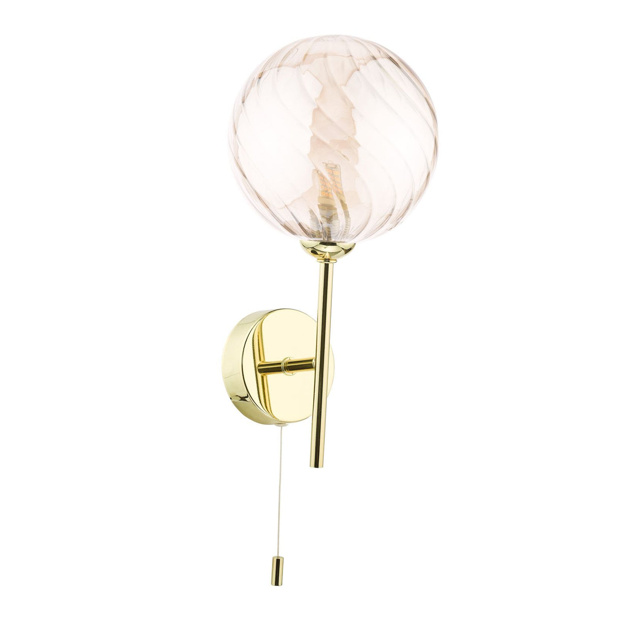 Cohen Wall Light Polished Gold With Twisted Amber Glass