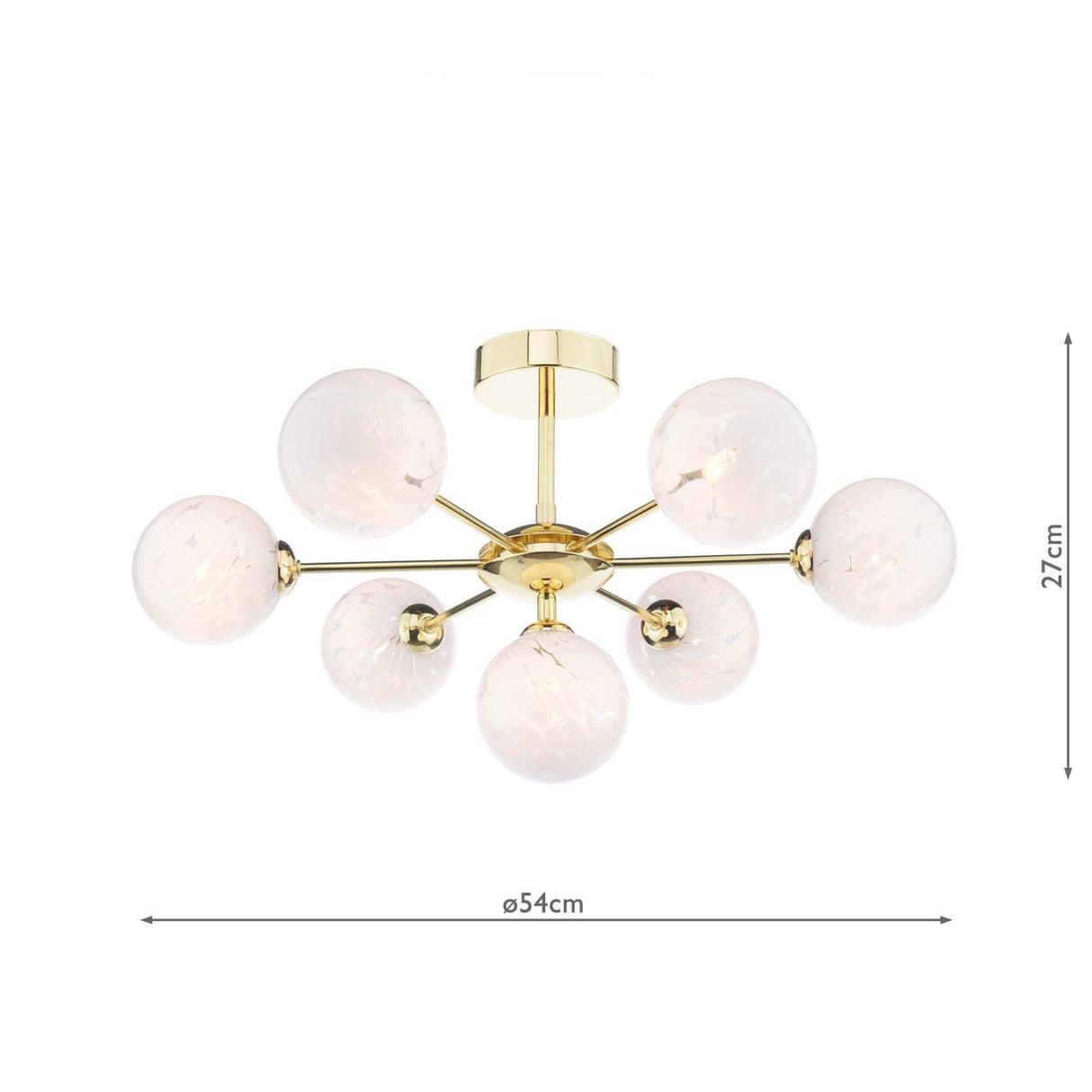 Cohen 7 Light Semi Flush Polished Gold With White Confetti Glass