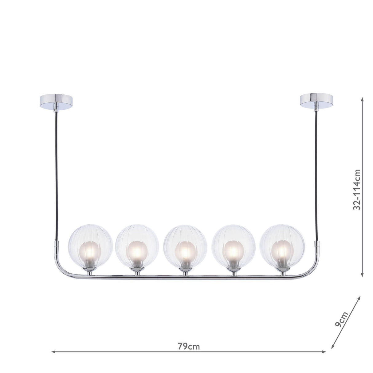 Cradle 5 Light Bar Pendant Polished Chrome With Clear/Opal Glass