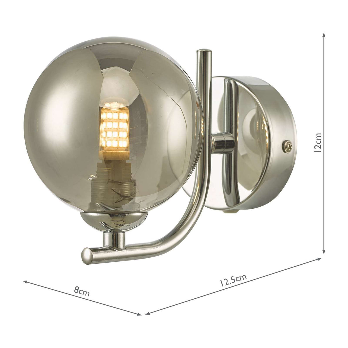 Cradle 1 Light Wall Light Polished Chrome With Smoked Glass
