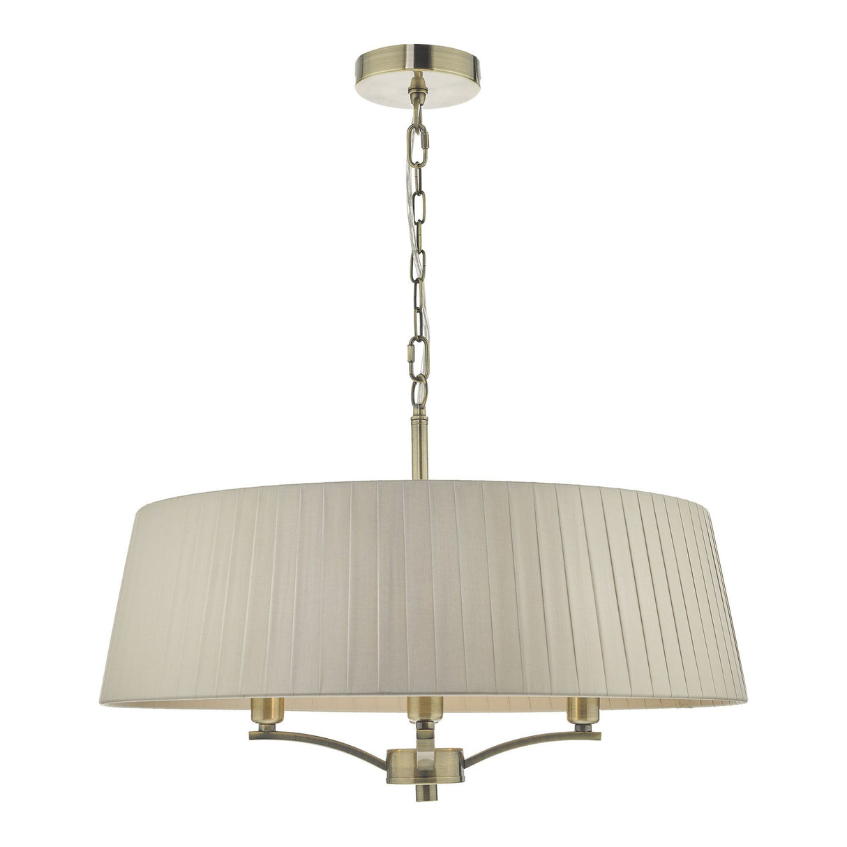 Cristin 4 Light Pendant Antique Brass With Taupe Shade