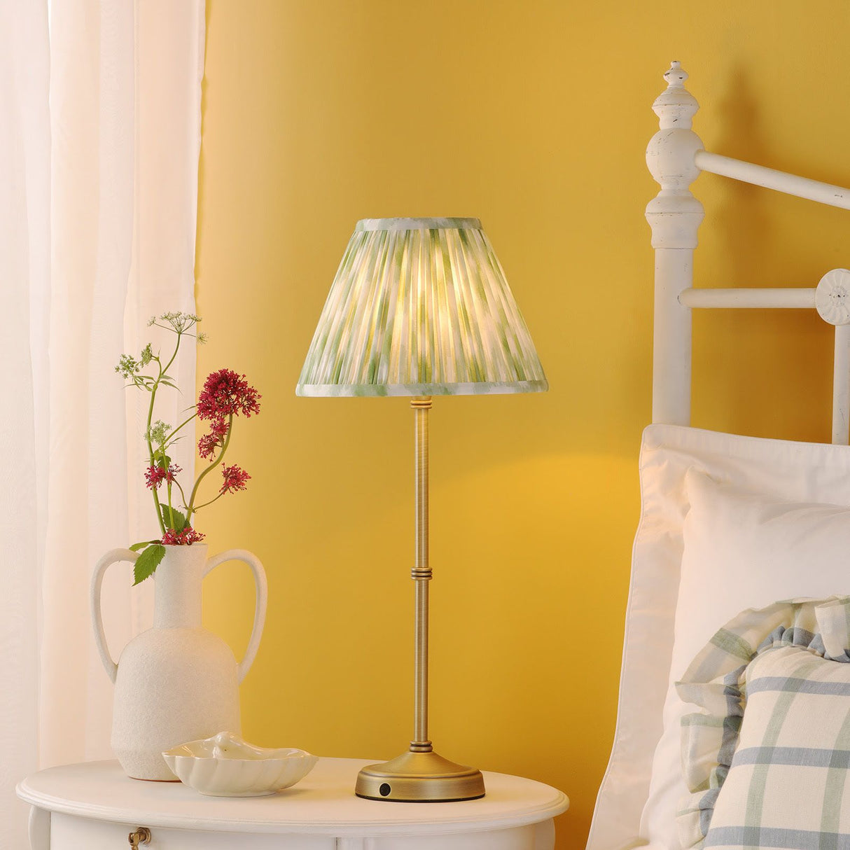 Dahl Rechargeable Table Lamp Matt Antique Brass With Shade LED