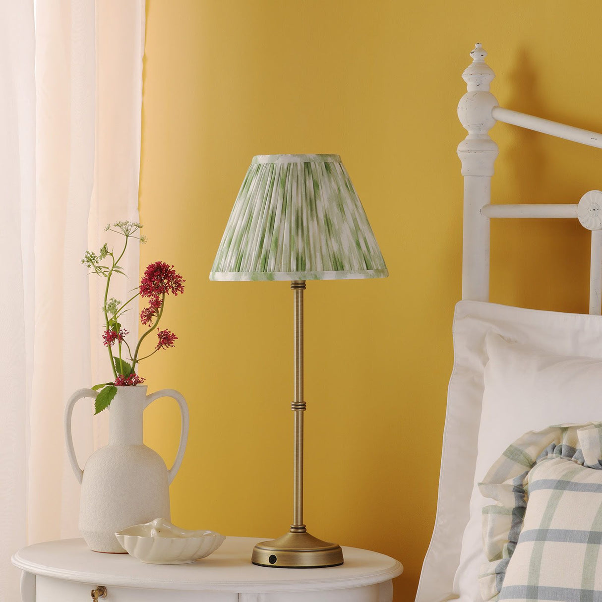 Dahl Rechargeable Table Lamp Matt Antique Brass With Shade LED