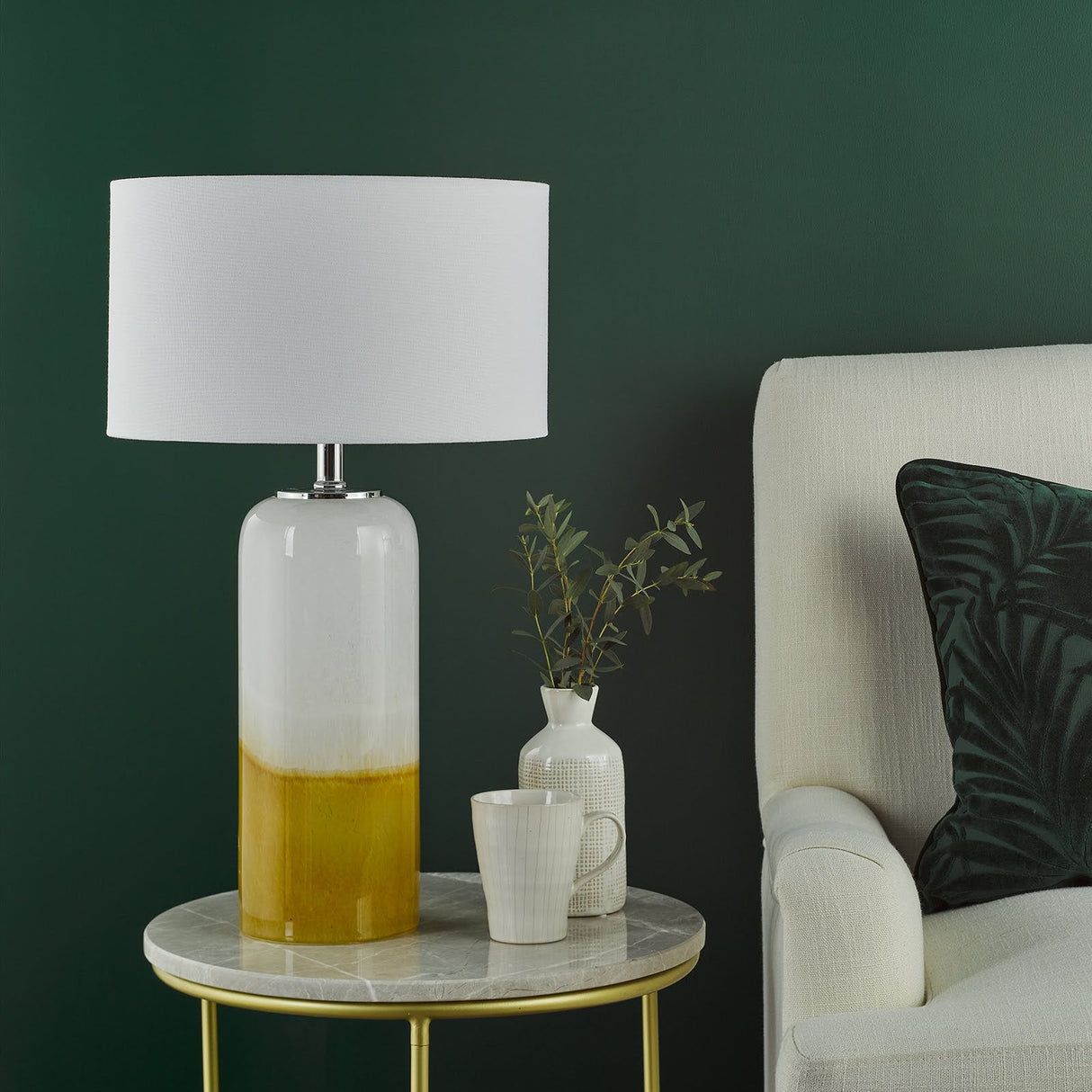 Deandra Table Lamp Yellow and White Art Glass Base Only