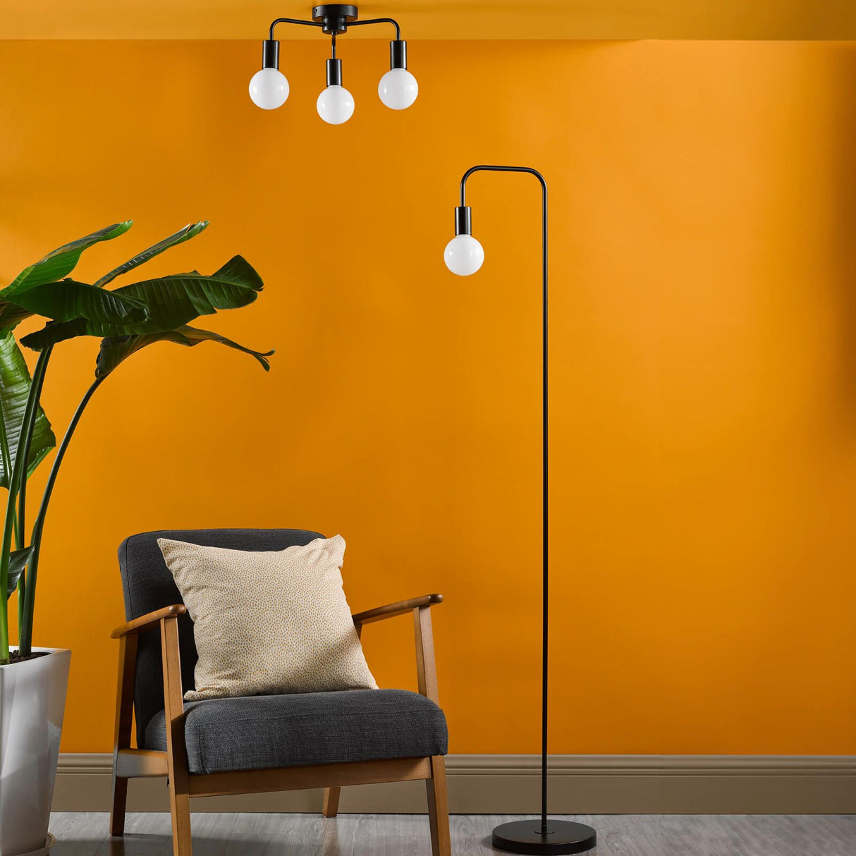 Dena 3 Light Semi-Flush Matt Black