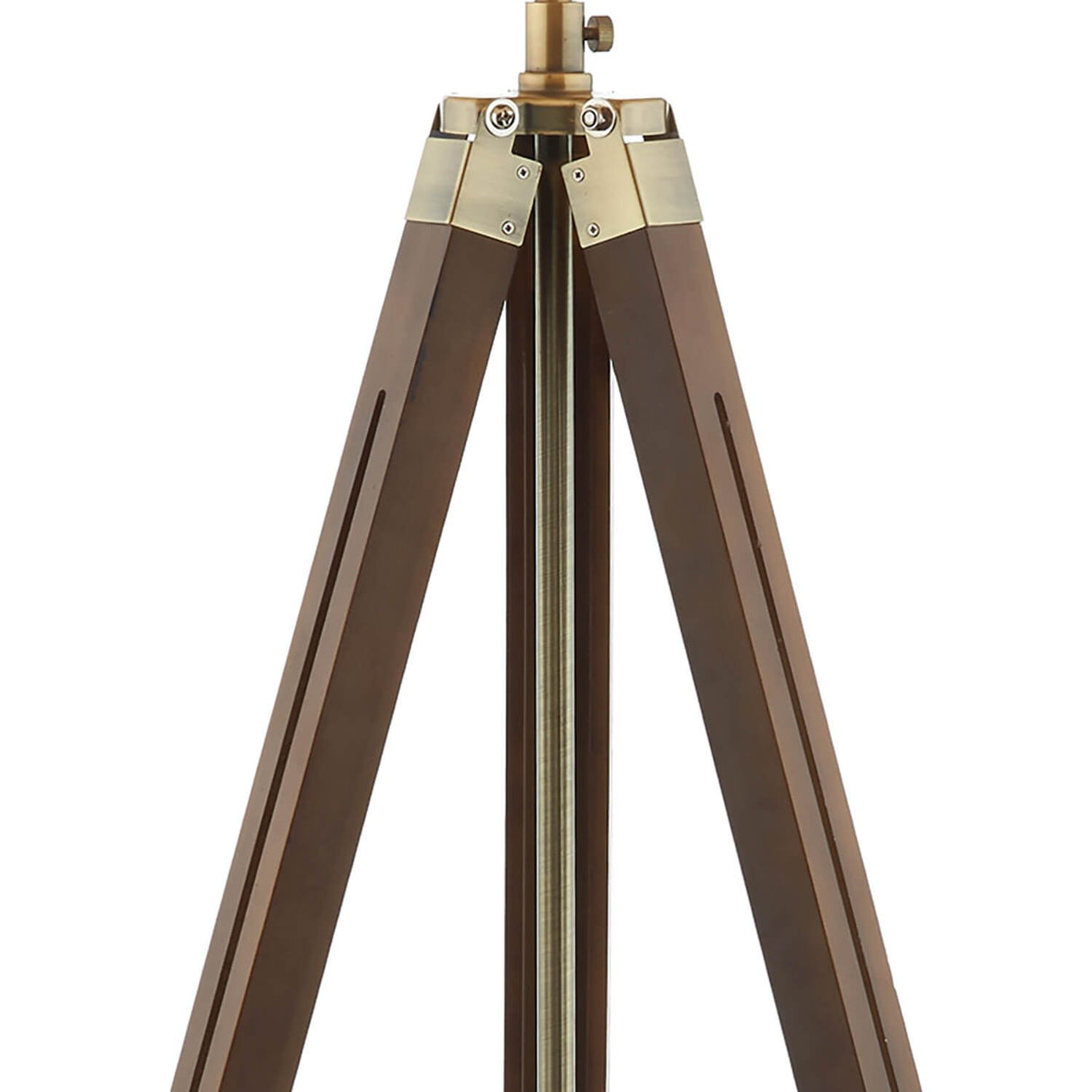 Easel Floor Lamp Dark Wood and Antique Brass With Shade