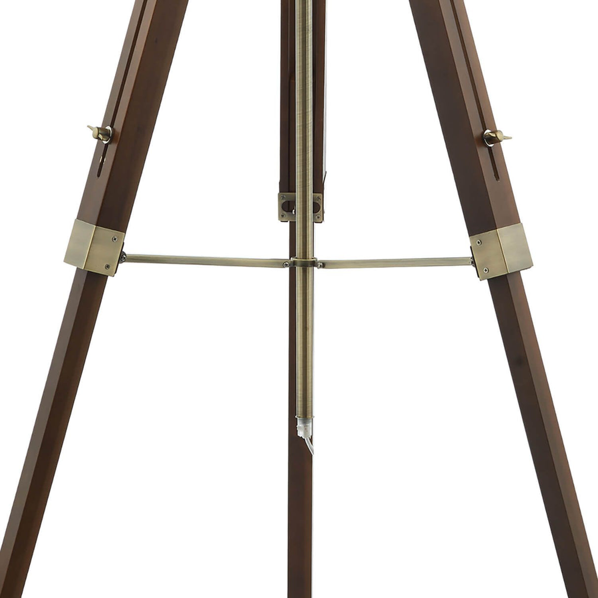 Easel Floor Lamp Dark Wood and Antique Brass With Shade