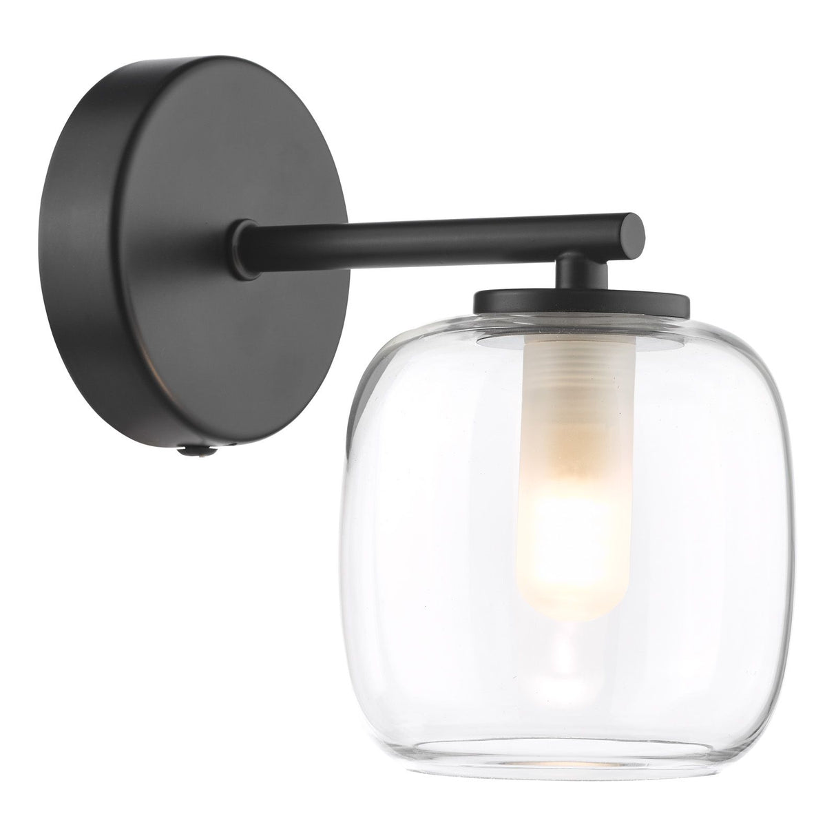 Edaline Bathroom Wall Light Matt Black and Glass IP44