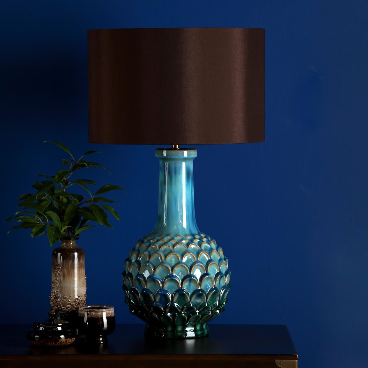 Edlyn Table Lamp Blue Reactive Glaze Base Only
