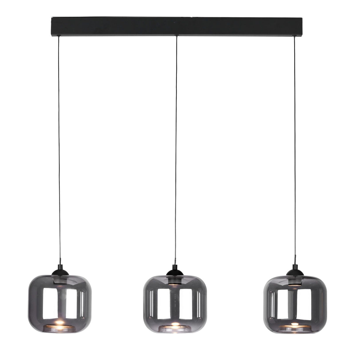 Eileen 3 Light Bar Pendant Matt Black and Smoked Glass LED