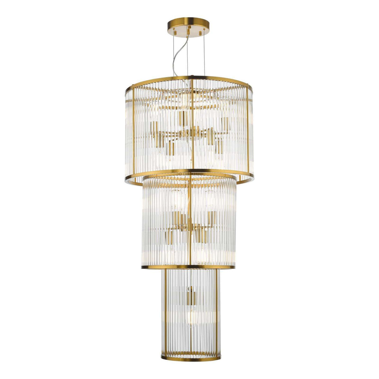 Eleanor 15 Light Chandelier Natural Brass Glass