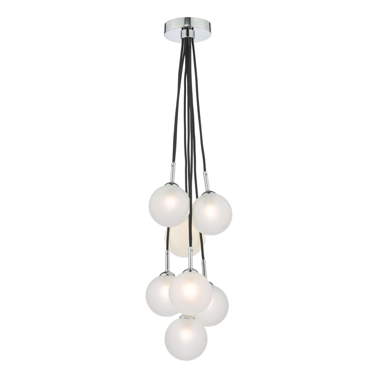 Elpis 7 Light Cluster Pendant Polished Chrome With Opal Glass