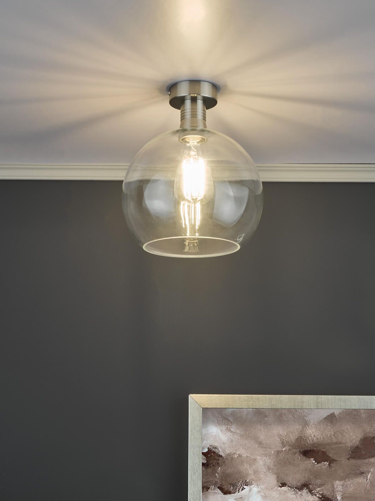 Emerson Semi Flush Antique Chrome Round Clear Glass