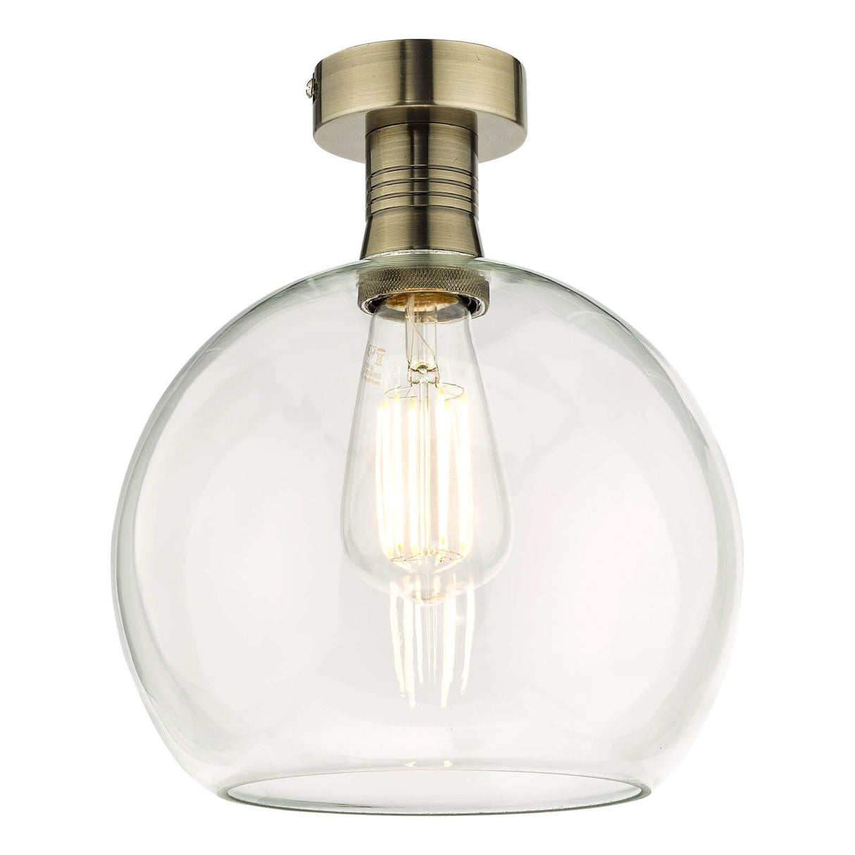 Emerson Semi Flush Antique Brass Round Clear Glass