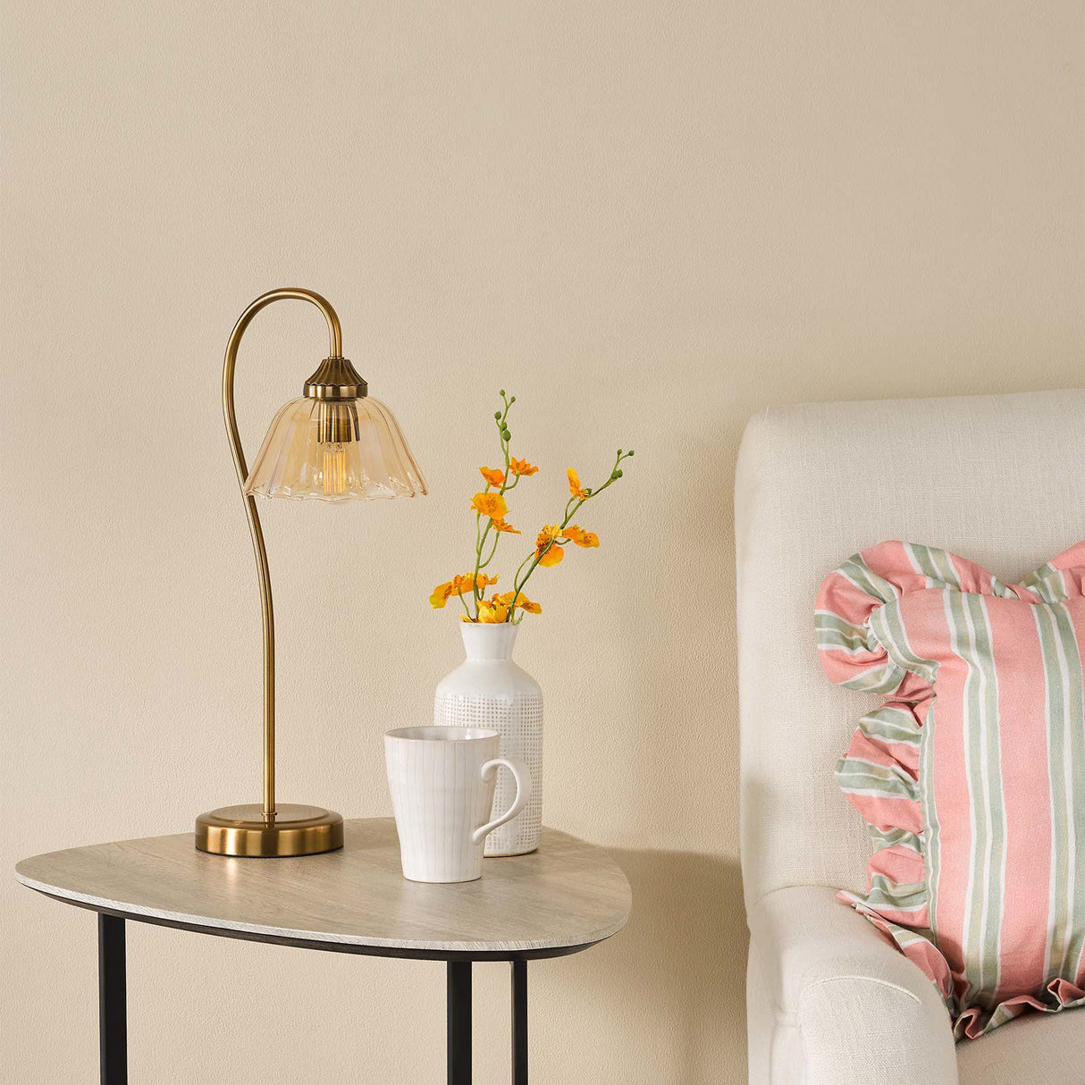 Erika Table Lamp Antique Bronze and Amber Glass