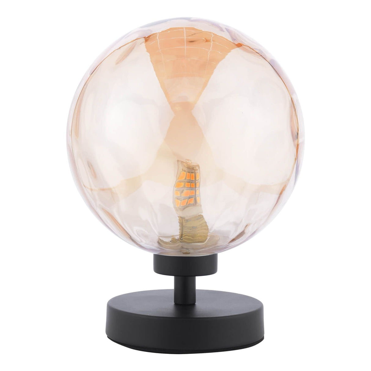 Esben Touch Table Lamp Matt Black With Amber Dimpled Glass
