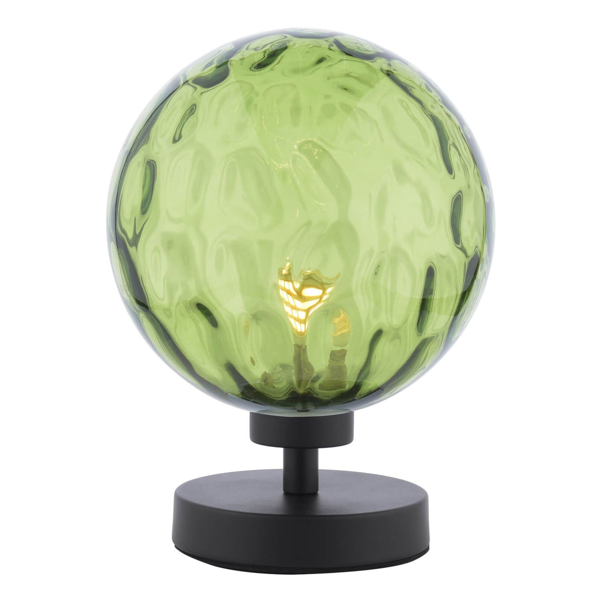 Esben Touch Table Lamp Matt Black With Green Dimpled Glass