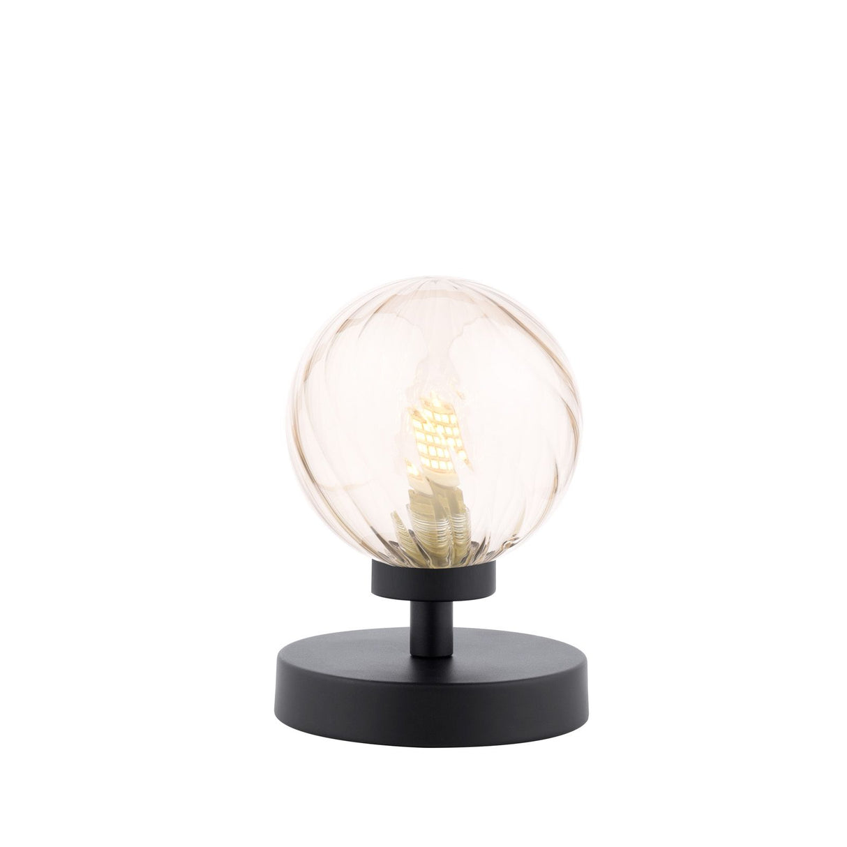 Esben Touch Table Lamp Matt Black With Twisted Amber Glass