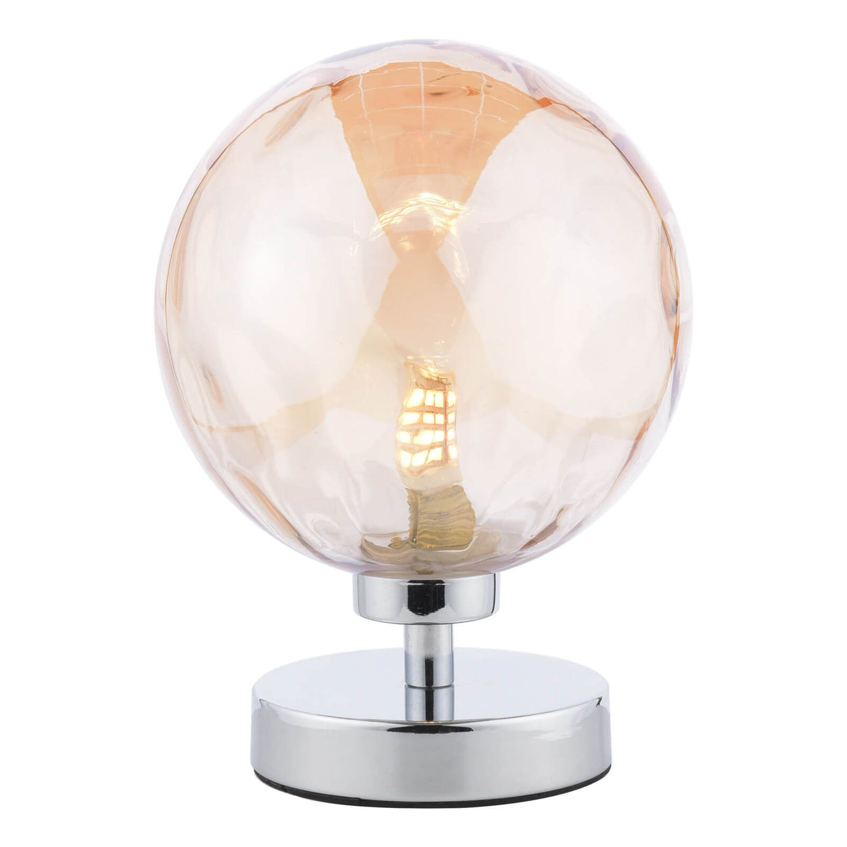 Esben Touch Table Lamp Polished Chrome With Amber Dimpled Glass