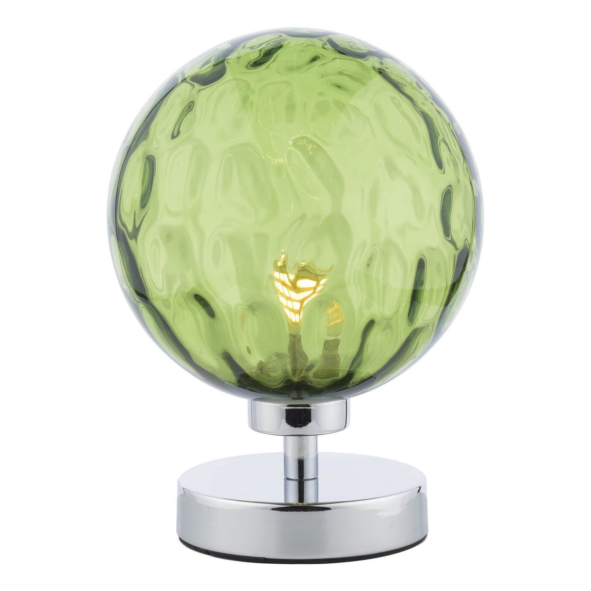 Esben Touch Table Lamp Polished Chrome With Green Dimpled Glass