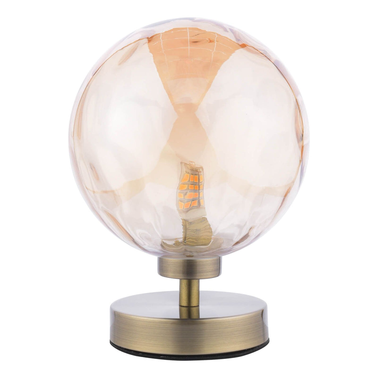 Esben Touch Table Lamp Antique Brass With Amber Dimpled Glass