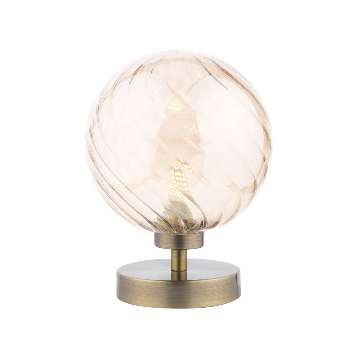 Esben Touch Table Lamp Antique Brass With Twisted Amber Glass
