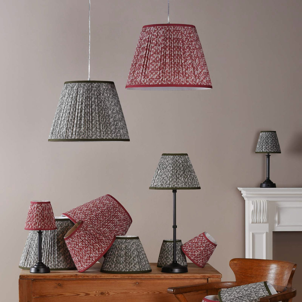 Esther Red Cotton Empire Shade 35cm 35cm