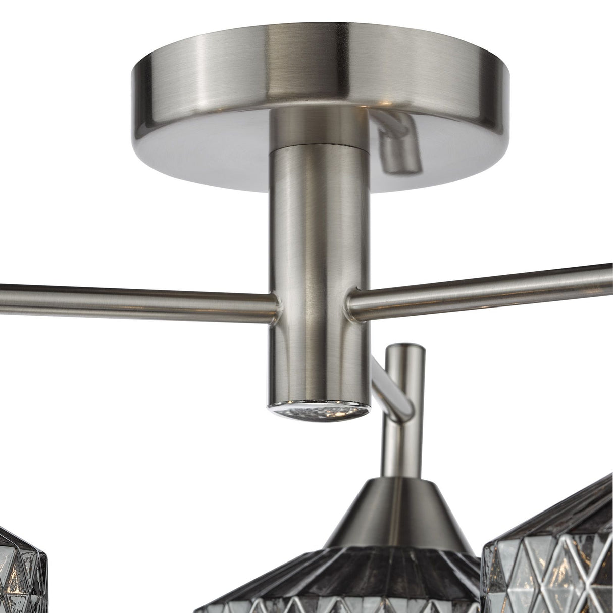 Fabrienne 3 Light Semi-Flush Satin Nickel and Smoked Glass