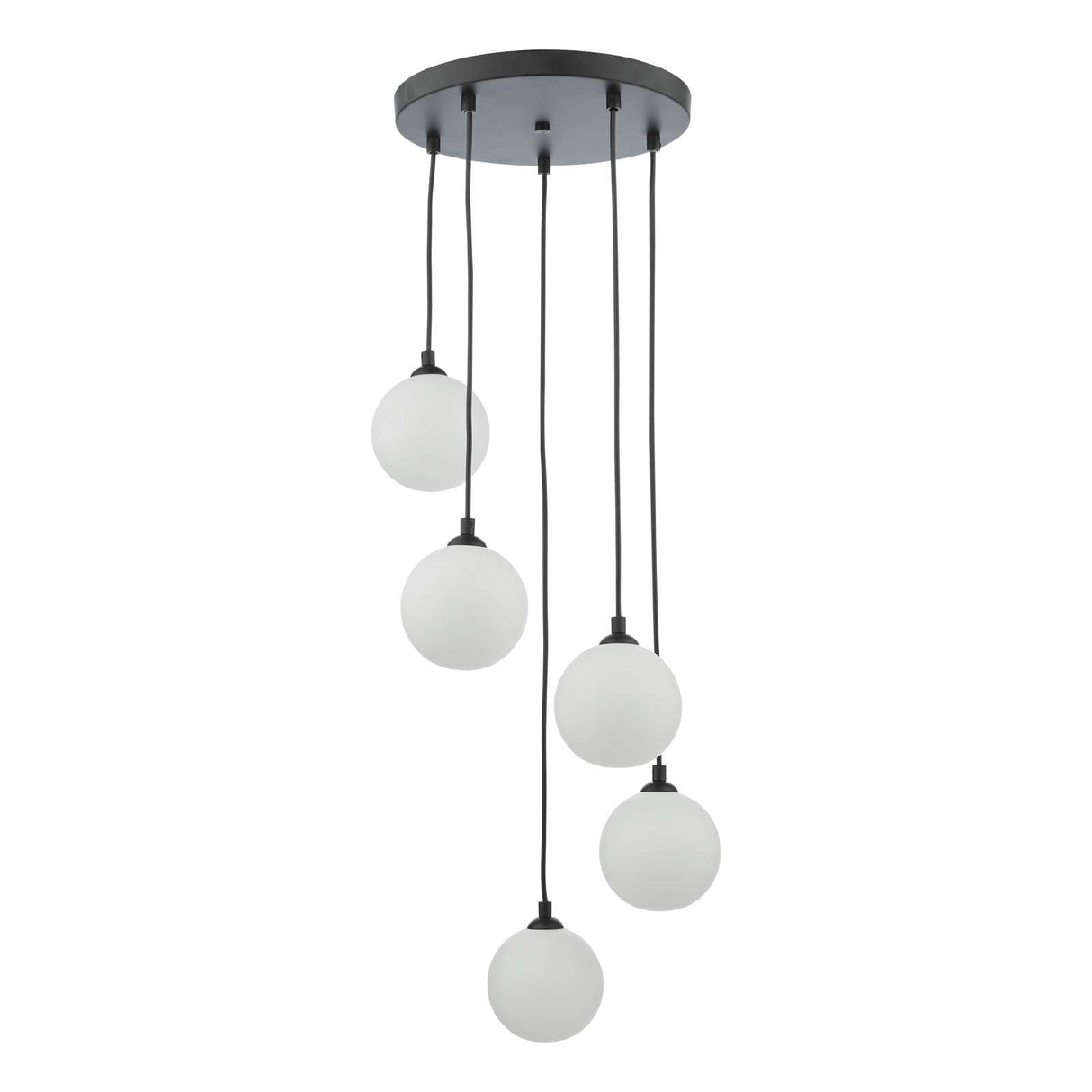 Federico 5 Light Cluster Pendant Matt Black With Opal Glass