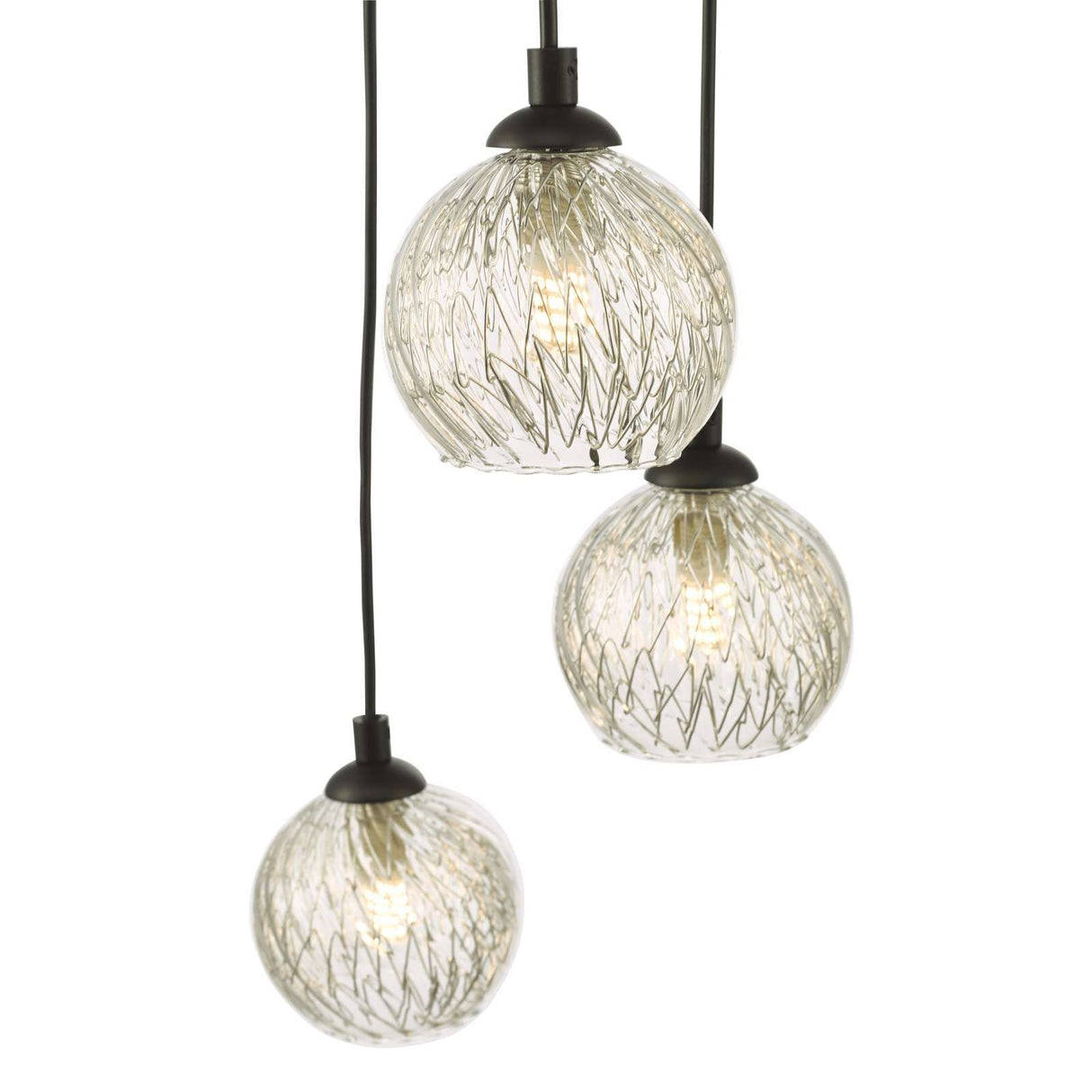 Federico 5 Light Cluster Pendant Matt Black With Clear/Wire Glass