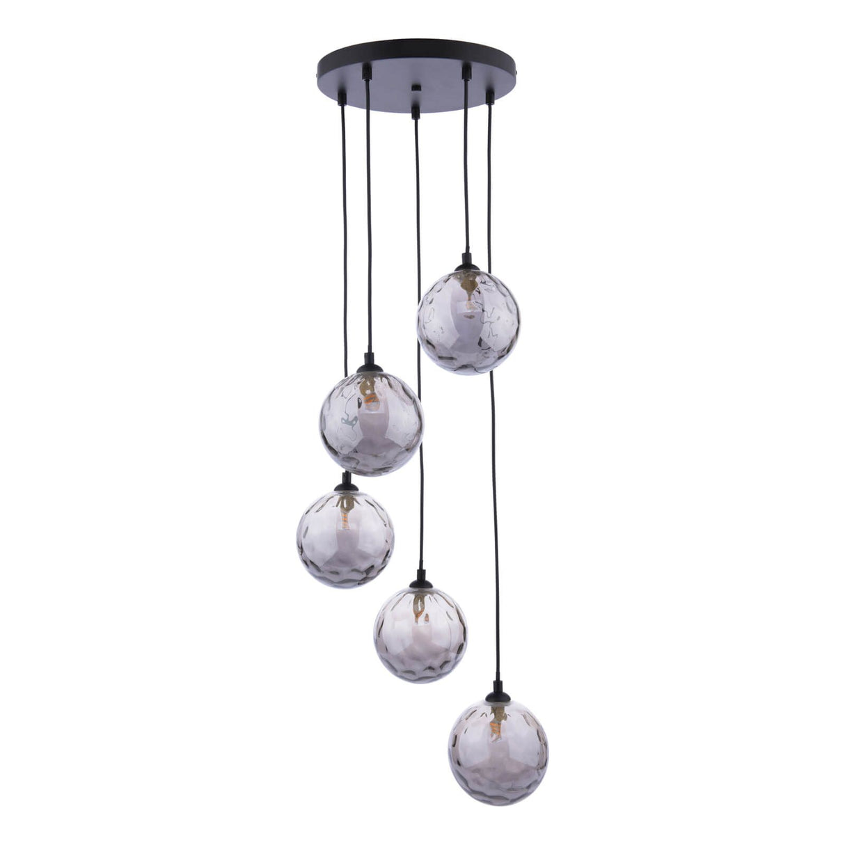 Federico 5 Light Cluster Pendant Matt Black With Smoked Dimpled Glass
