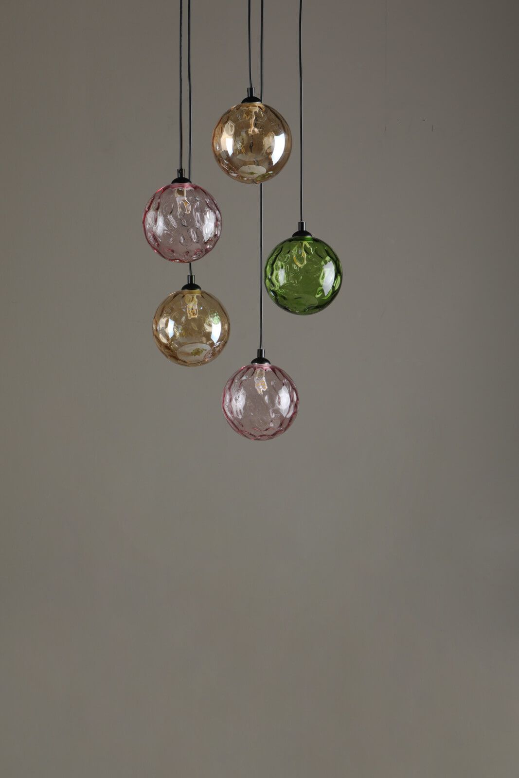 Federico 5 Light Cluster Pendant Matt Black Mixed Coloured Glass