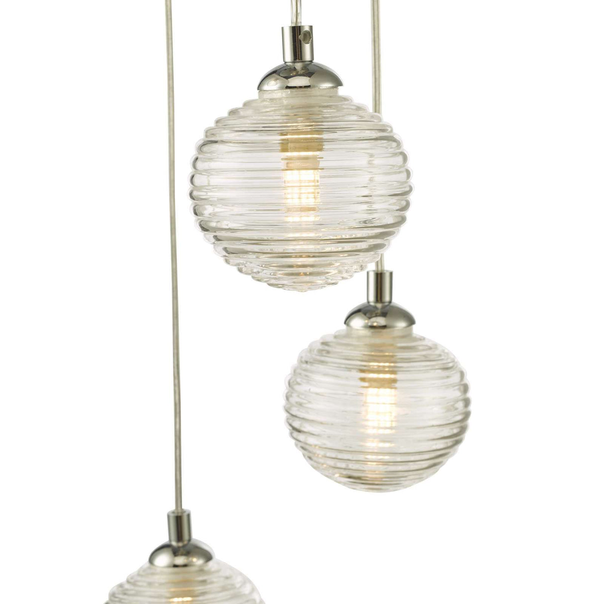 Federico 5 Light Cluster Pendant Polished Chrome With Ribbed Glass