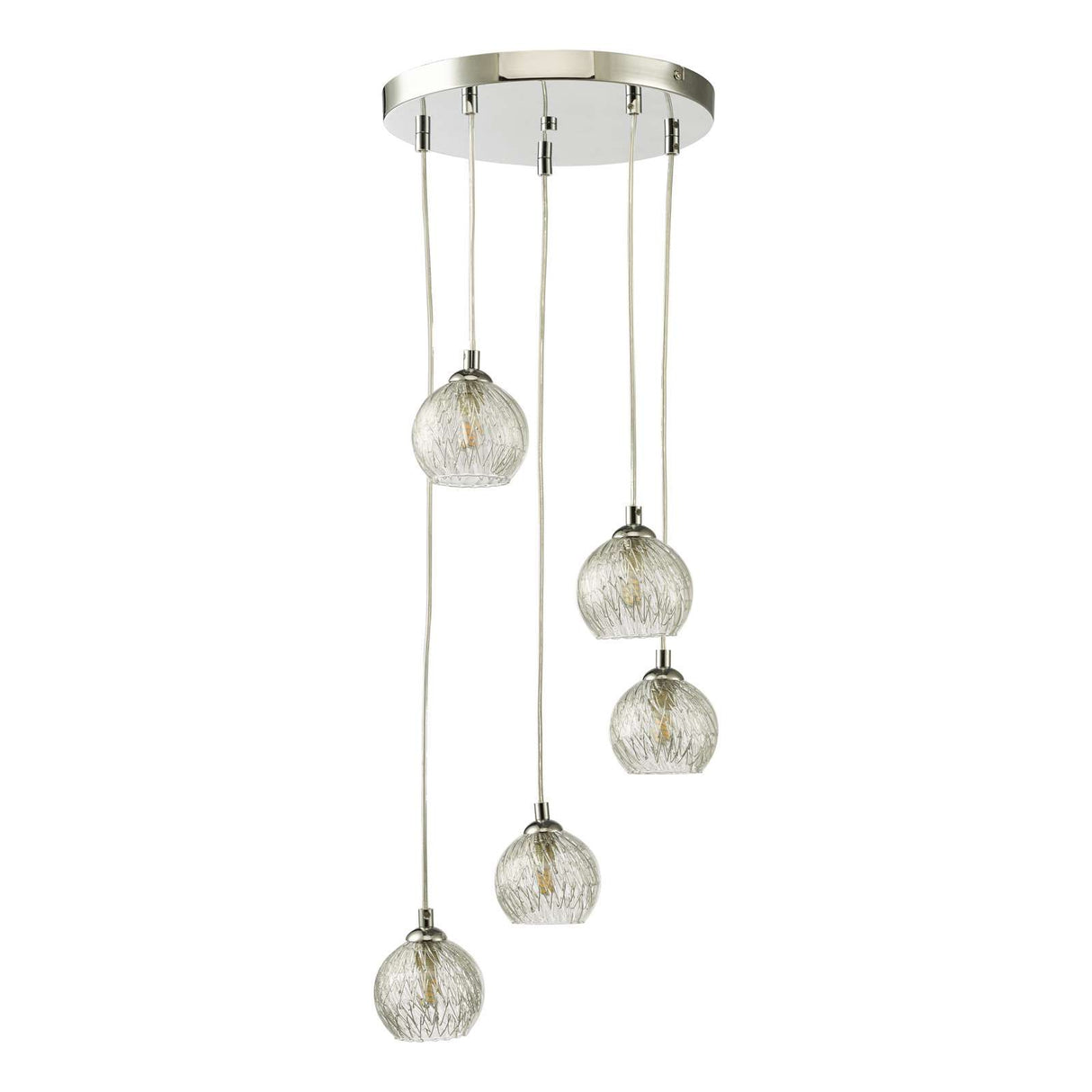 Federico 5 Light Cluster Pendant Polished Chrome With Clear/Wire Glass
