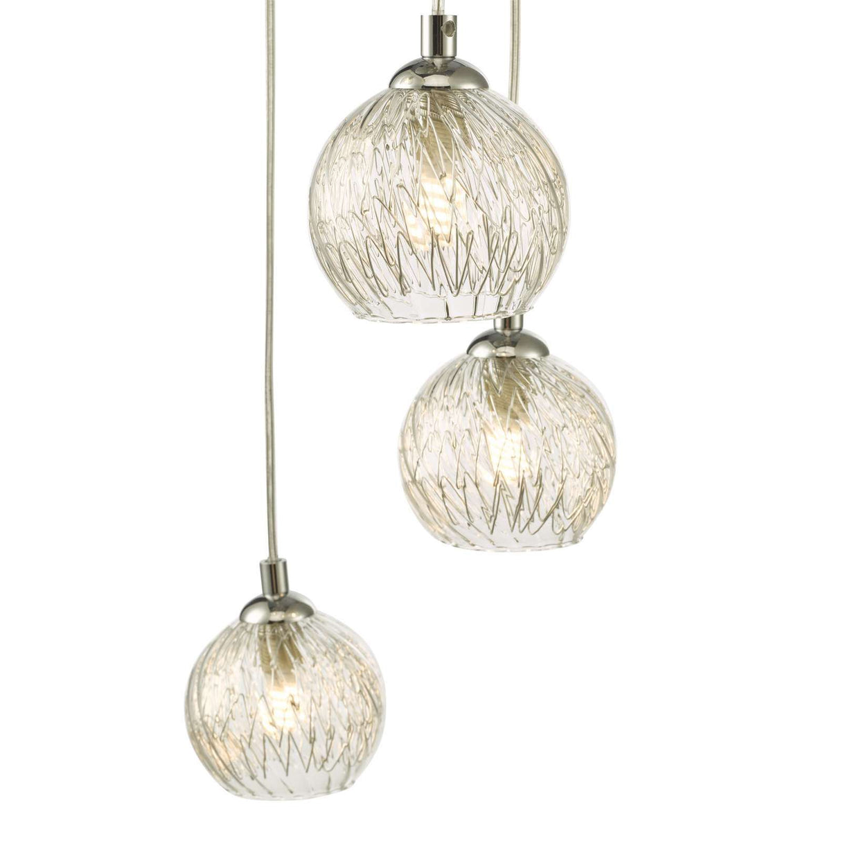 Federico 5 Light Cluster Pendant Polished Chrome With Clear/Wire Glass