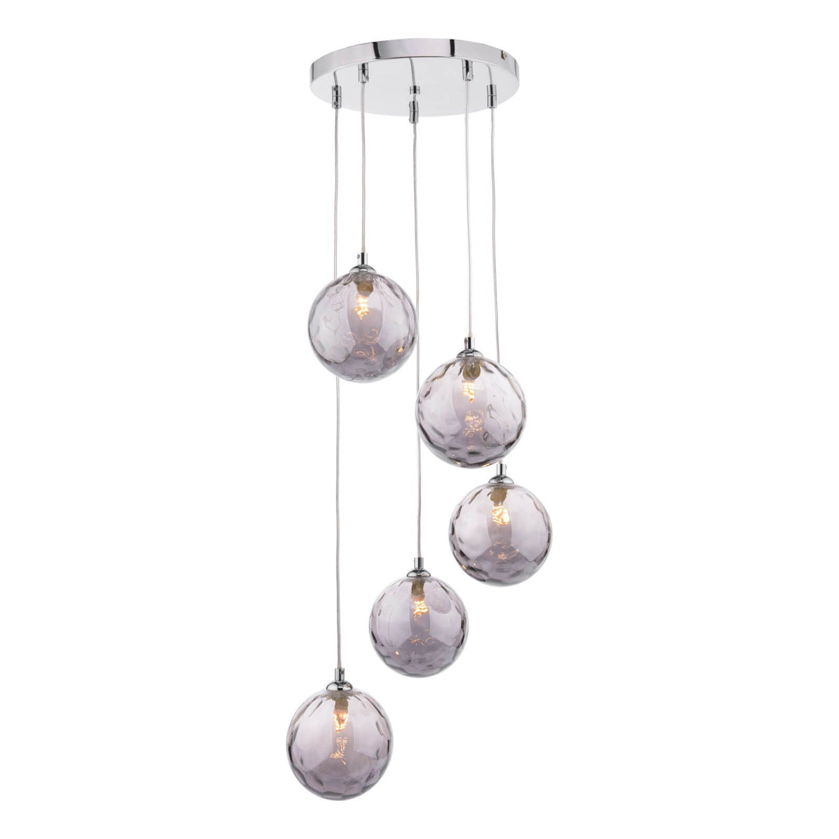 Federico 5 Light Cluster Pendant Polished Chrome With Smoked Dimpled Glass